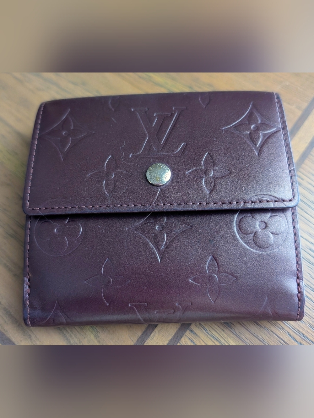 Louis Vuitton Embossed Monogram Burgundy Leather Wallet